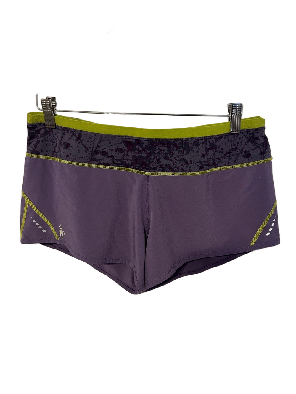 🧸Smart wool  Purple Active Running Shorts with Lime Trim size M GUC